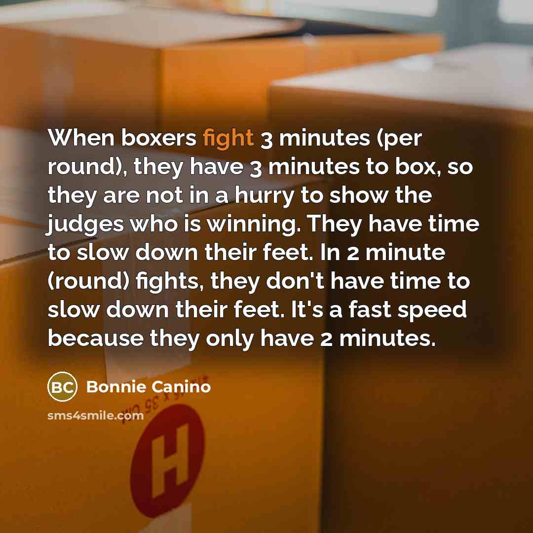 “When boxers fight 3 minutes (per round), they have 3…” quote by Bonnie Canino