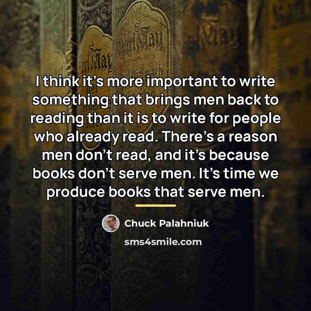 “I think it's more important to write something that brings…” quote by Chuck Palahniuk