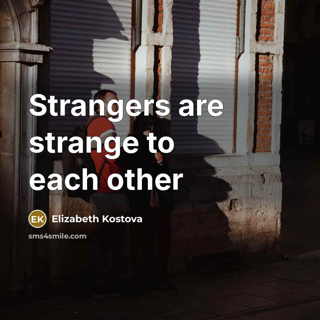 “Strangers are strange to each other…” quote by Elizabeth Kostova