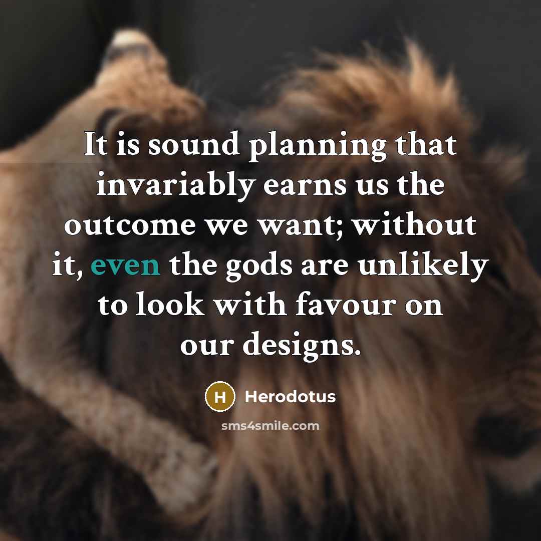 “It is sound planning that invariably earns us the outcome…” quote by Herodotus