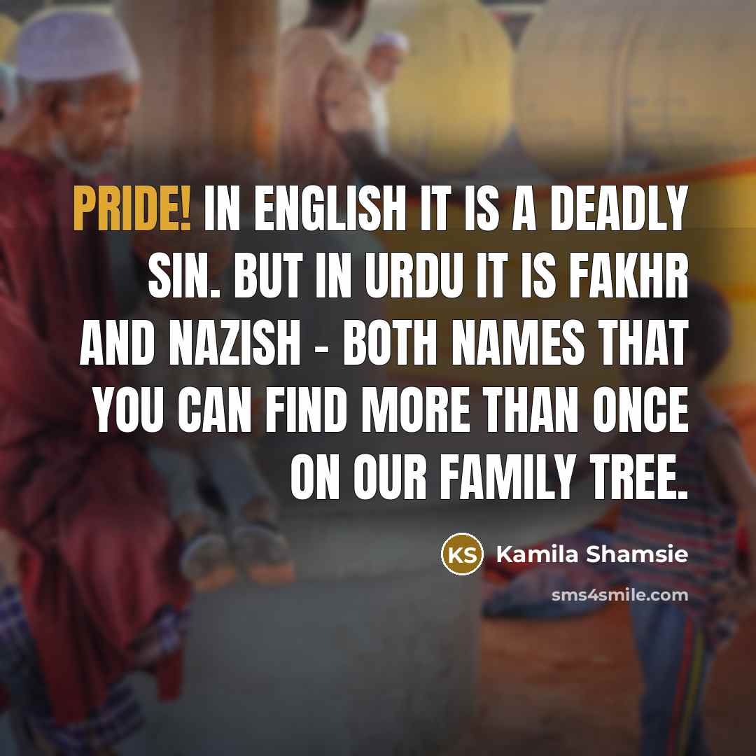“Pride! In English it is a Deadly Sin. But in…” quote by Kamila Shamsie
