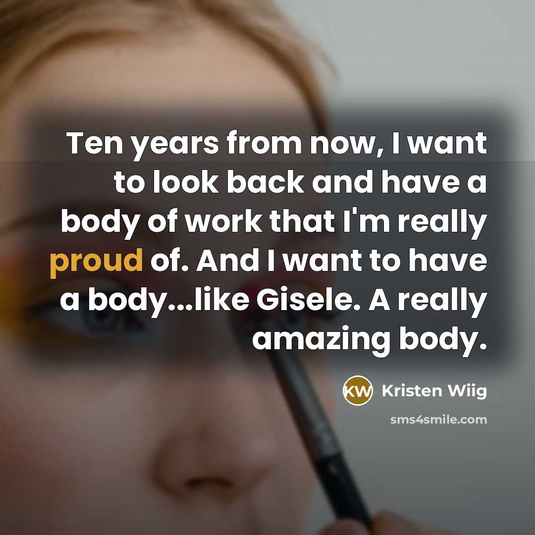 “Ten years from now, I want to look back and…” quote by Kristen Wiig