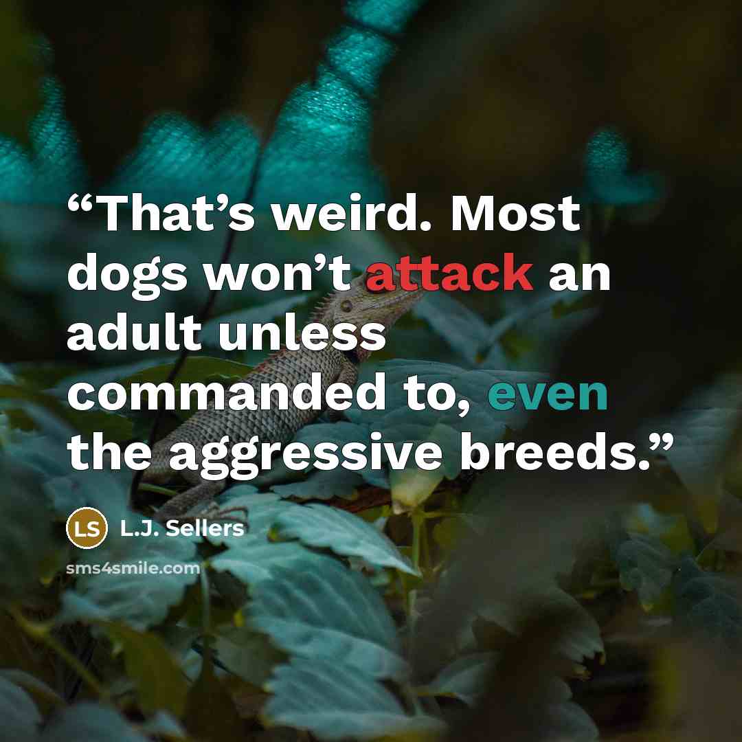 “That’s weird. Most dogs won’t attack an adult unless commanded to, even the aggressive breeds.” quote by L.J. Sellers