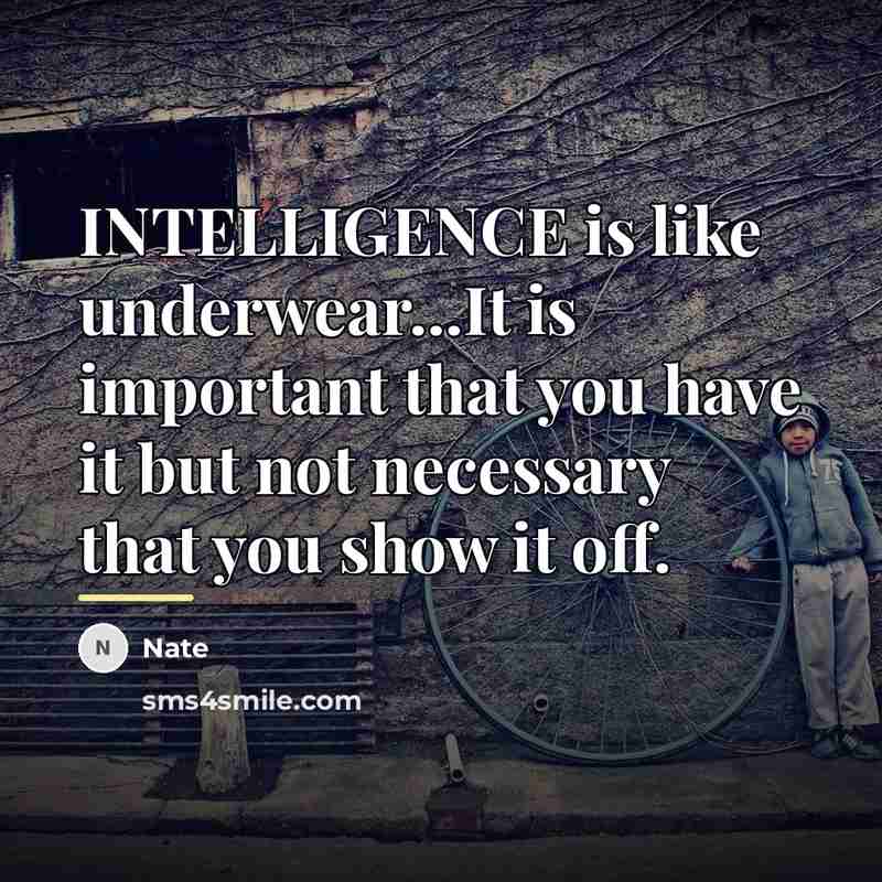 “INTELLIGENCE is like underwear...It is important that you have it…” quote by Nate