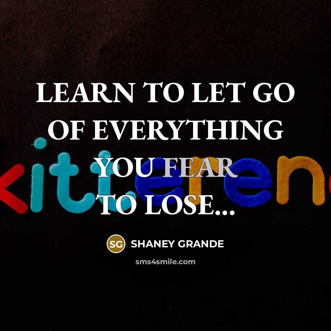 “LEARN TO LET GO OF EVERYTHING YOU FEAR TO LOSE...…” quote by SHANEY GRANDE
