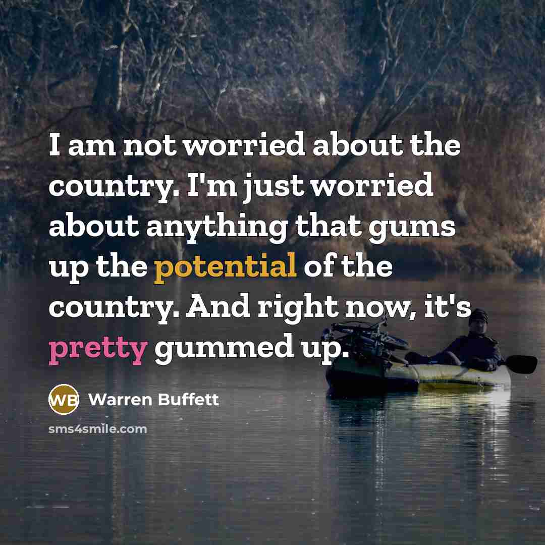 “I am not worried about the country. I'm just worried…” quote by Warren Buffett