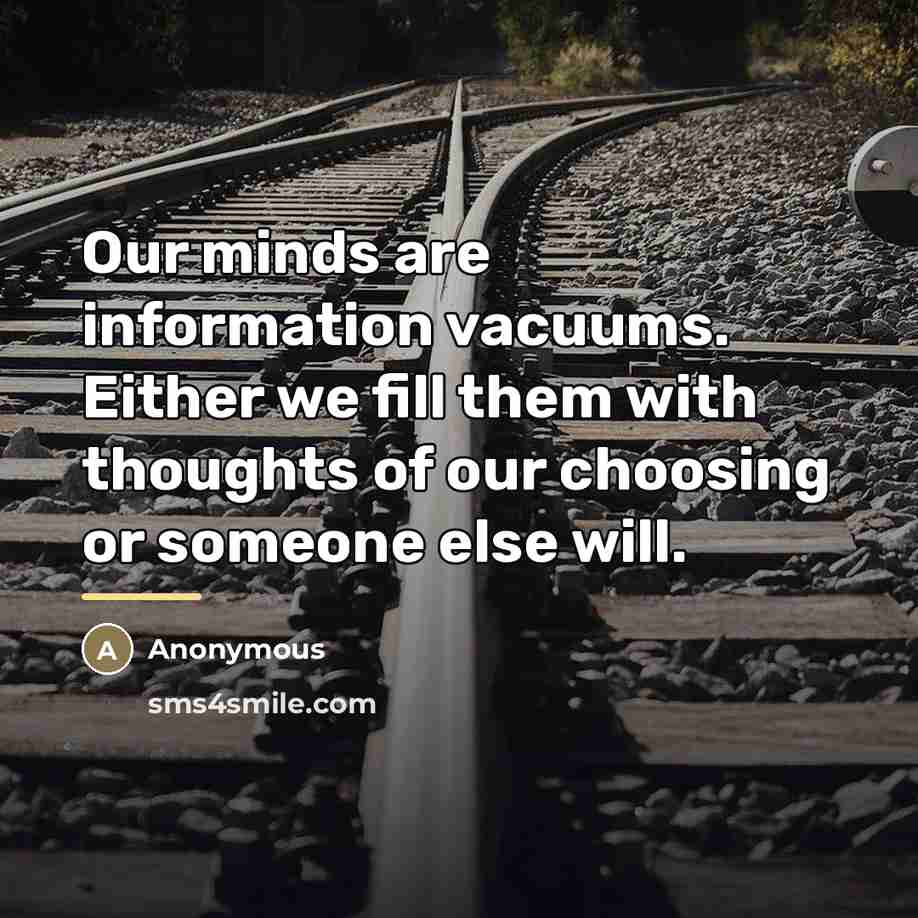 “Our minds are information vacuums. Either we fill them with…” quote by Anonymous