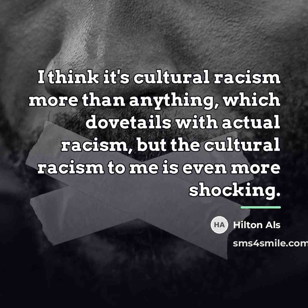 “I think it's cultural racism more than anything, which dovetails…” quote by Hilton Als