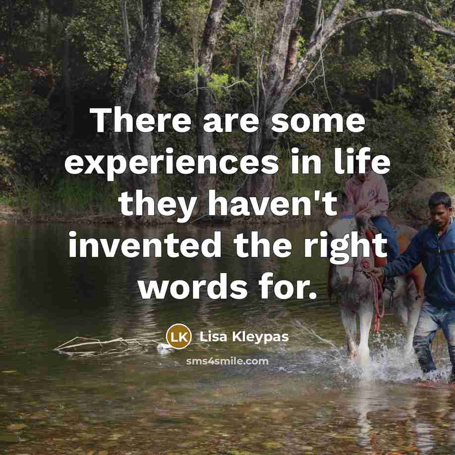 “There are some experiences in life they haven't invented the right words for.” quote by Lisa Kleypas