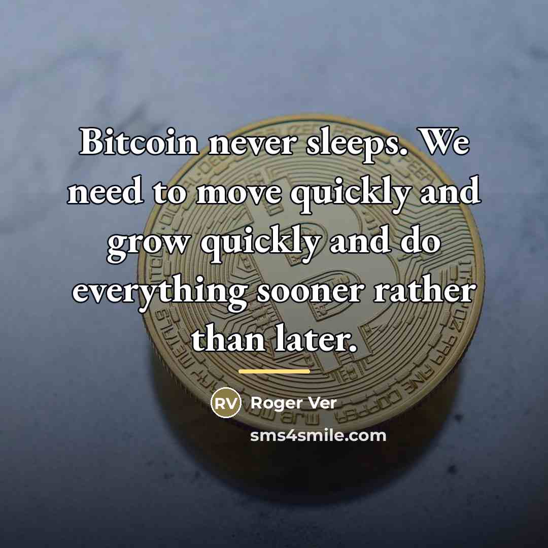 “Bitcoin never sleeps. We need to move quickly and grow…” quote by Roger Ver