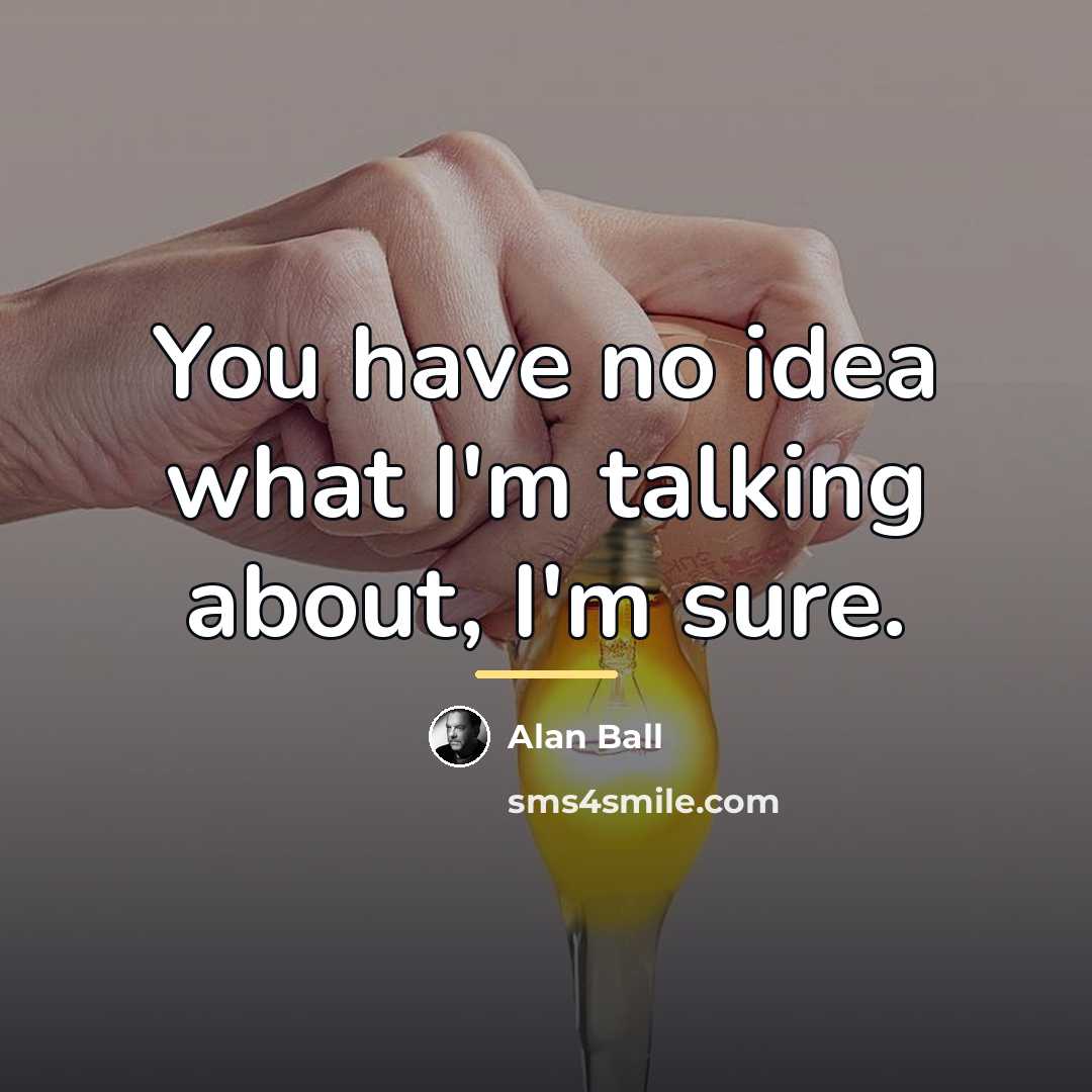 “You have no idea what I'm talking about, I'm sure.…” quote by Alan Ball
