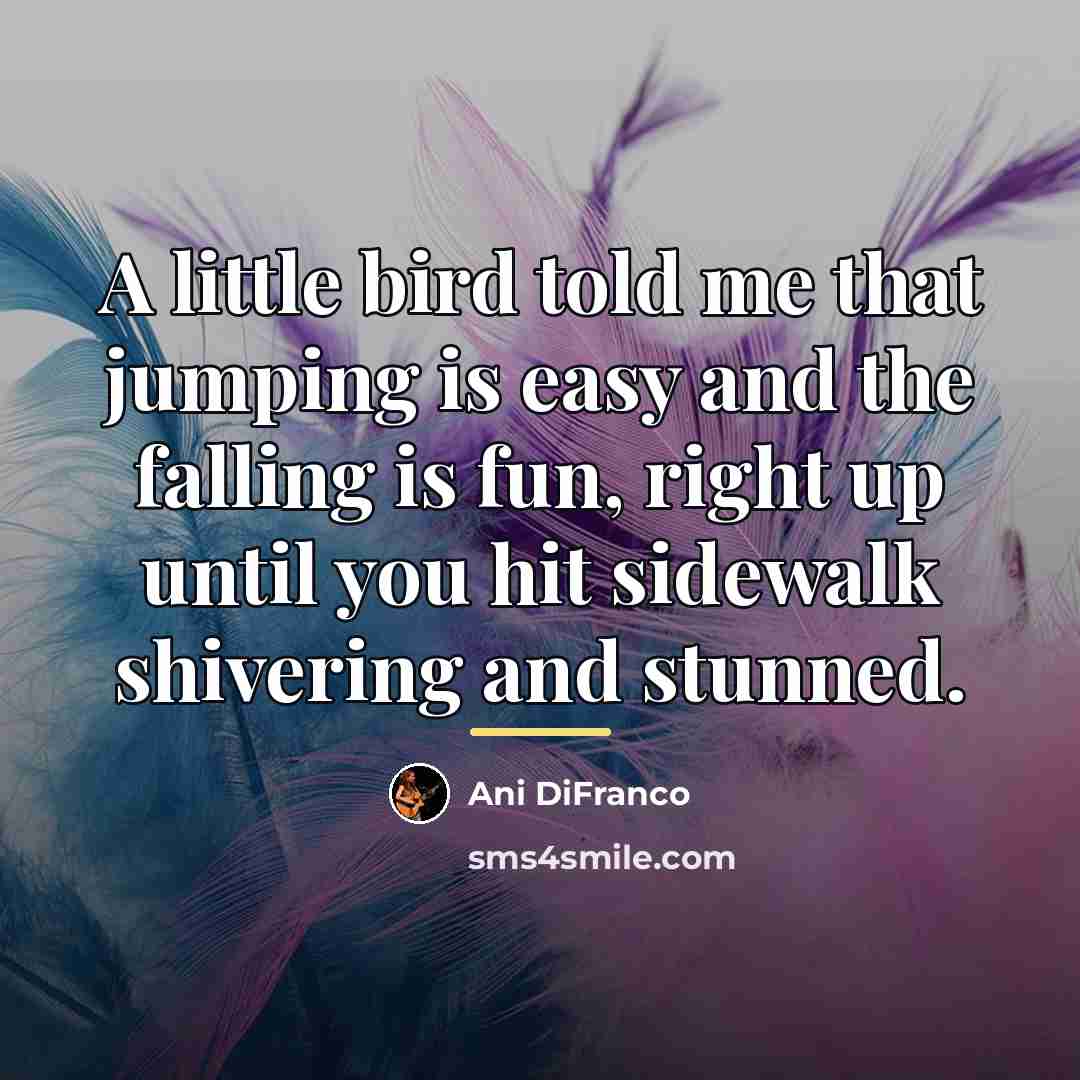 “A little bird told me that jumping is easy and…” quote by Ani DiFranco