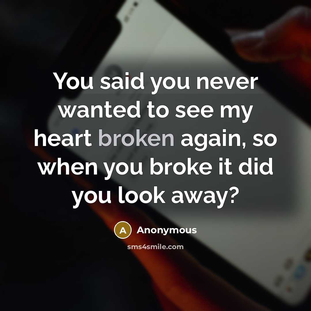 “You said you never wanted to see my heart broken…” quote by Anonymous