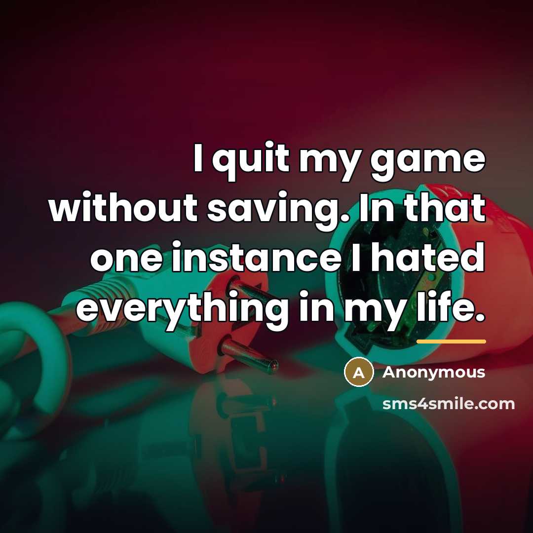 “I quit my game without saving. In that one instance…” quote by Anonymous