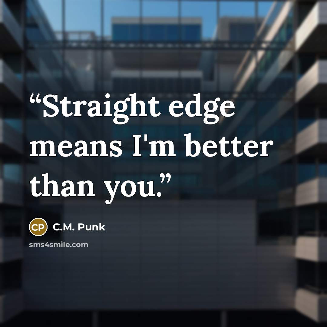“Straight edge means I'm better than you.” quote by C.M. Punk