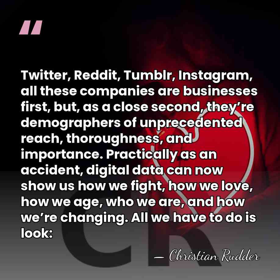 Twitter, Reddit, Tumblr, Instagram, all these companies are businesses first, but, as&hellip; - Christian Rudder