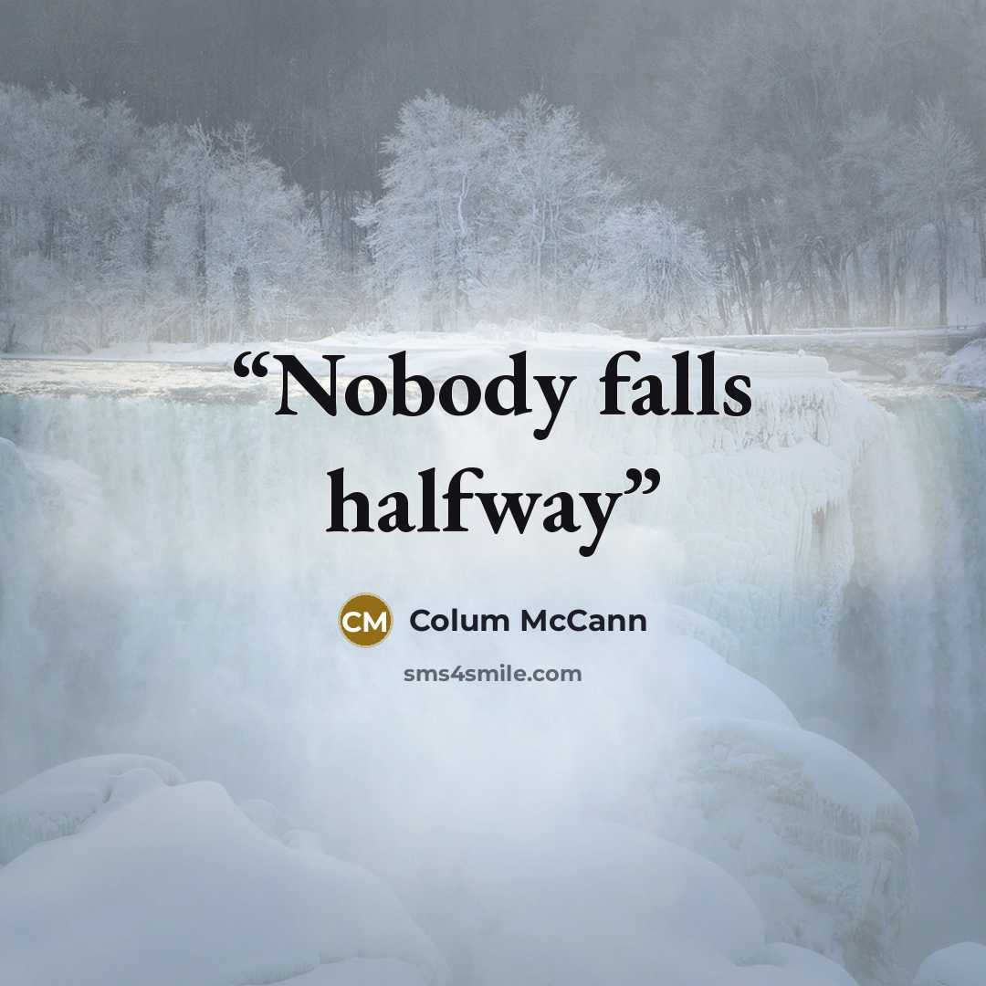 “Nobody falls halfway” quote by Colum McCann