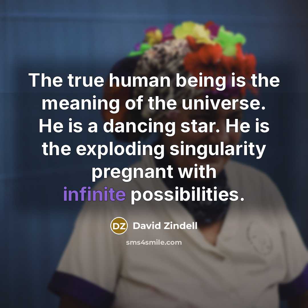 “The true human being is the meaning of the universe.…” quote by David Zindell