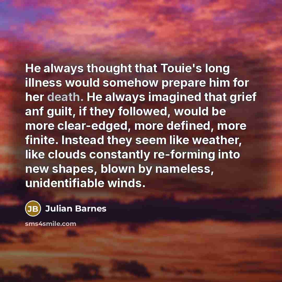 “He always thought that Touie's long illness would somehow prepare…” quote by Julian Barnes