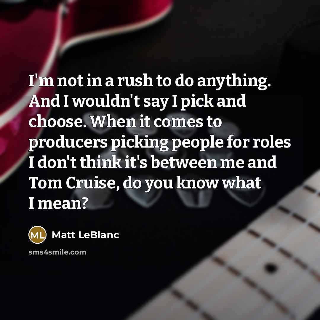 “I'm not in a rush to do anything. And I…” quote by Matt LeBlanc