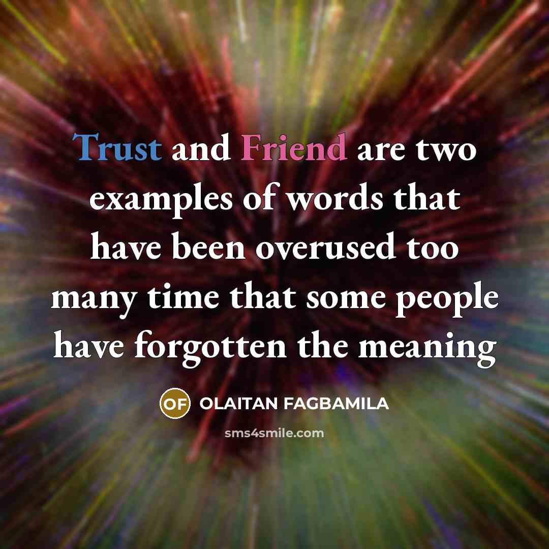 “Trust and Friend are two examples of words that have…” quote by OLAITAN FAGBAMILA