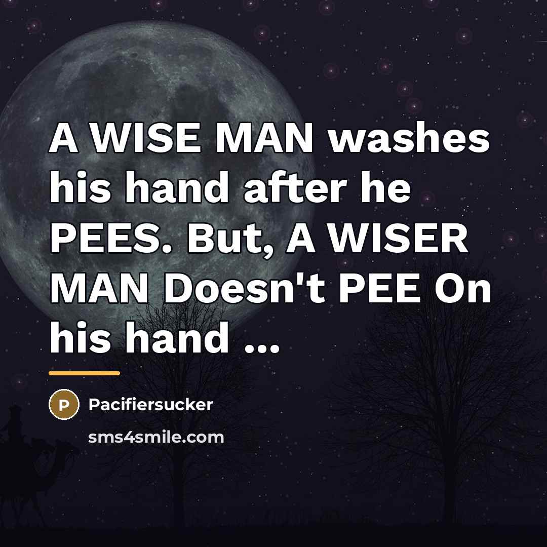 “A WISE MAN washes his hand after he PEES. But,…” quote by Pacifiersucker