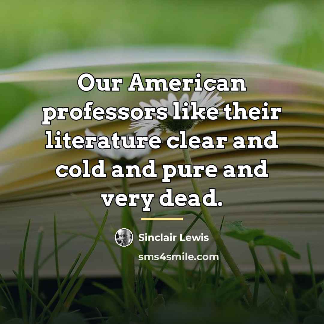 “Our American professors like their literature clear and cold and…” quote by Sinclair Lewis