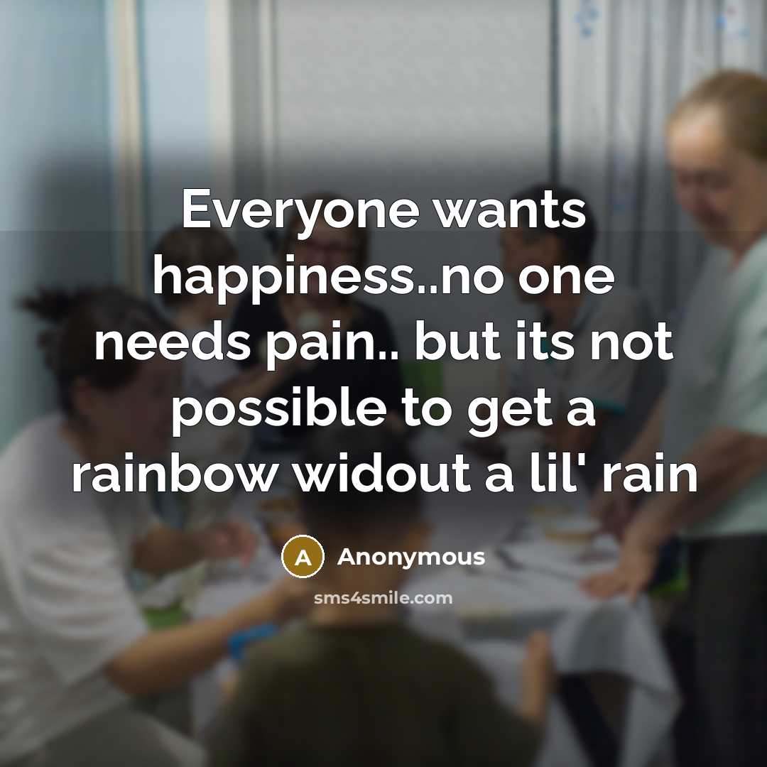 “Everyone wants happiness..no one needs pain.. but its not possible…” quote by Anonymous