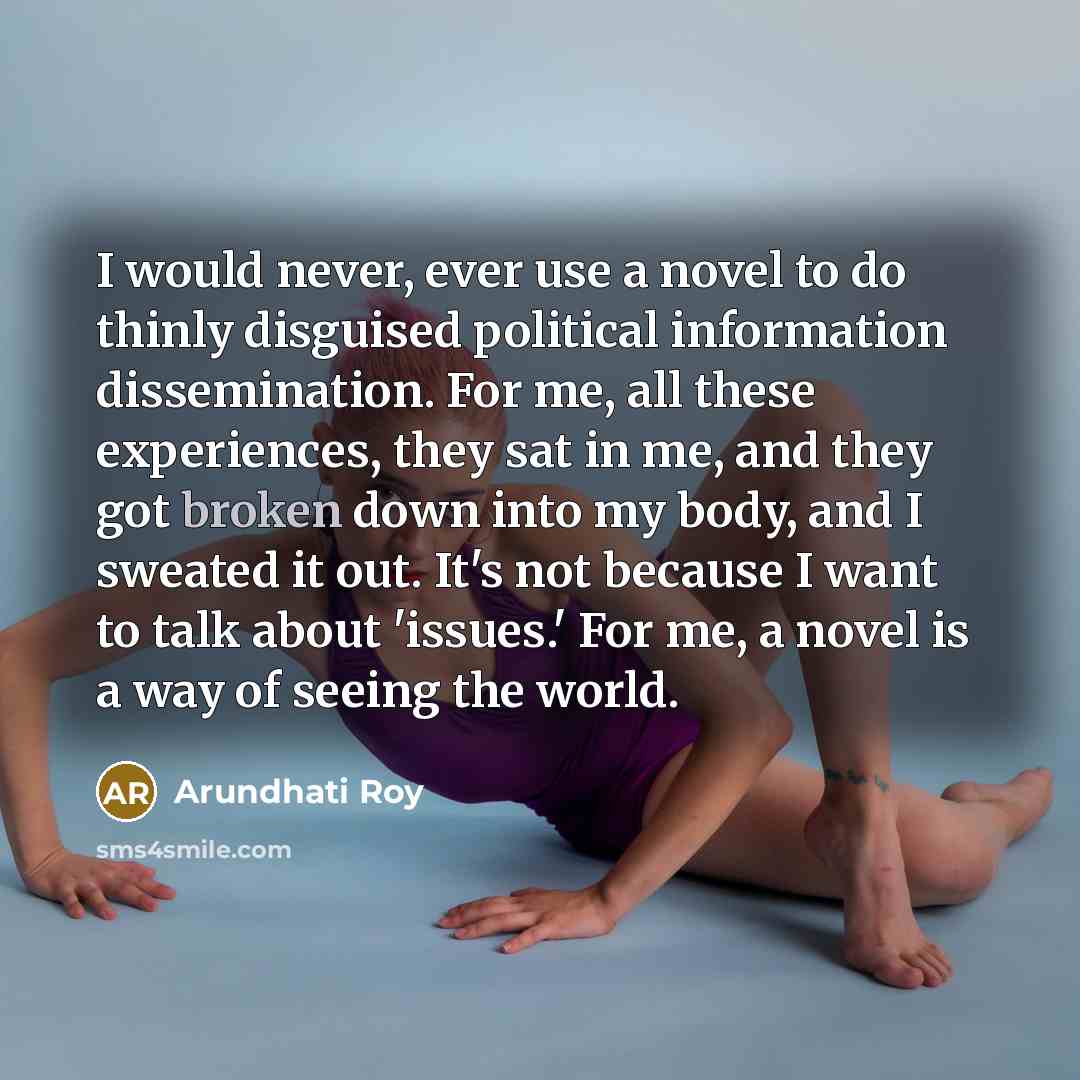 “I would never, ever use a novel to do thinly…” quote by Arundhati Roy