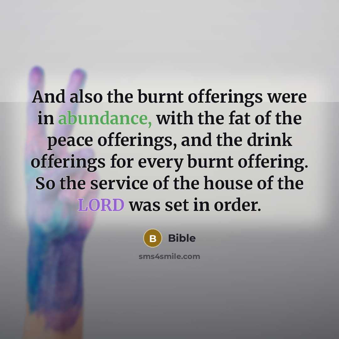 “And also the burnt offerings were in abundance, with the…” quote by Bible
