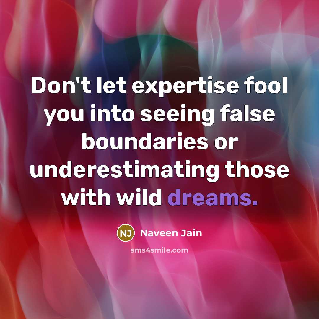 “Don't let expertise fool you into seeing false boundaries or…” quote by Naveen Jain