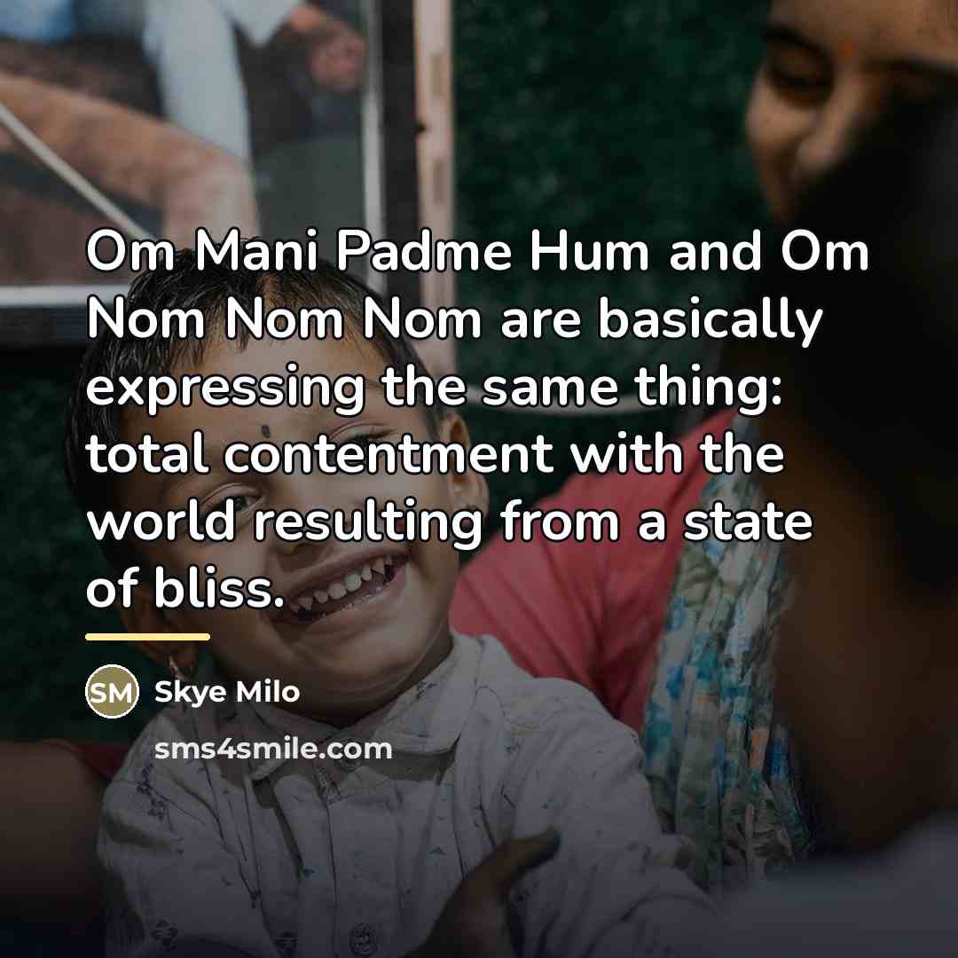 “Om Mani Padme Hum and Om Nom Nom Nom are…” quote by Skye Milo