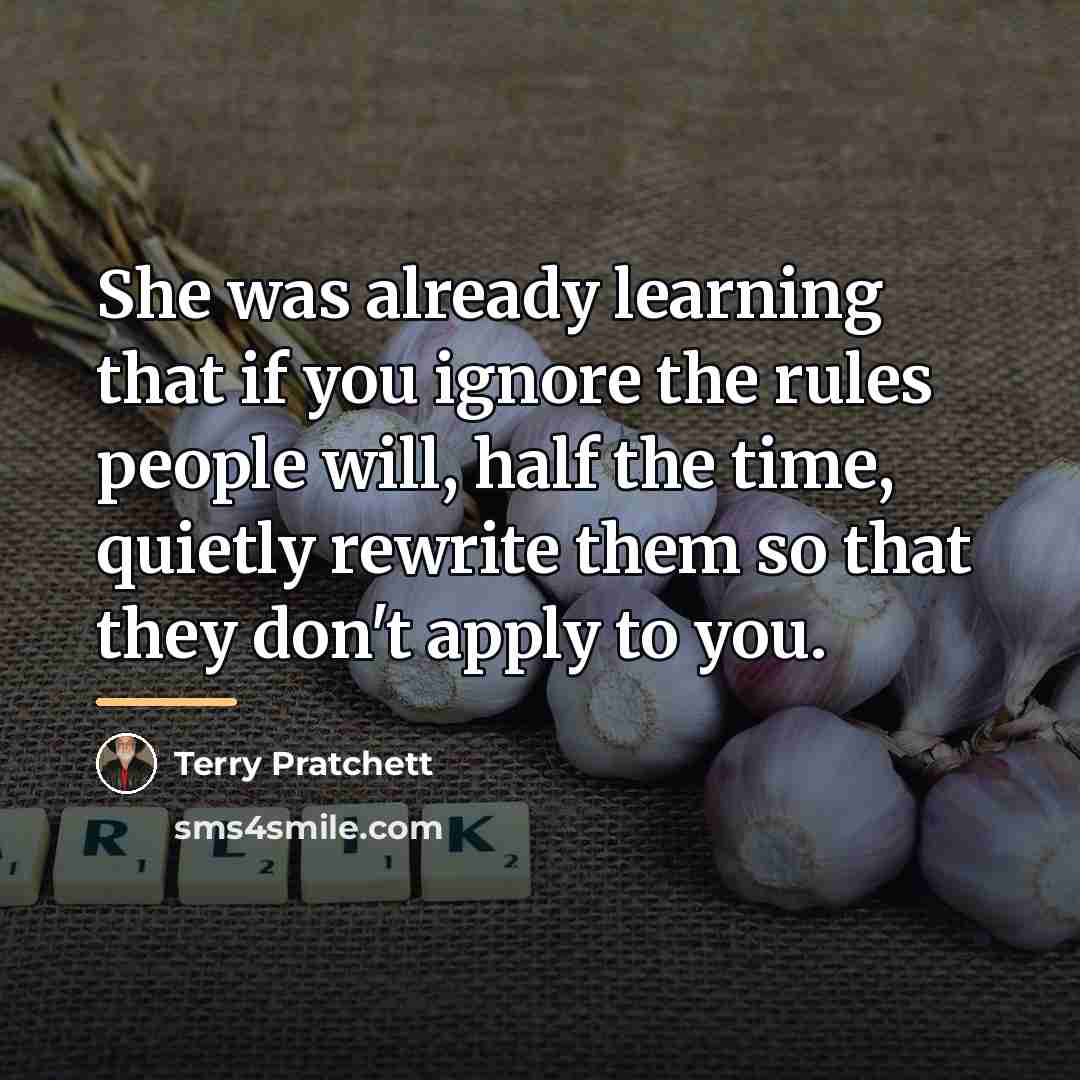 “She was already learning that if you ignore the rules…” quote by Terry Pratchett