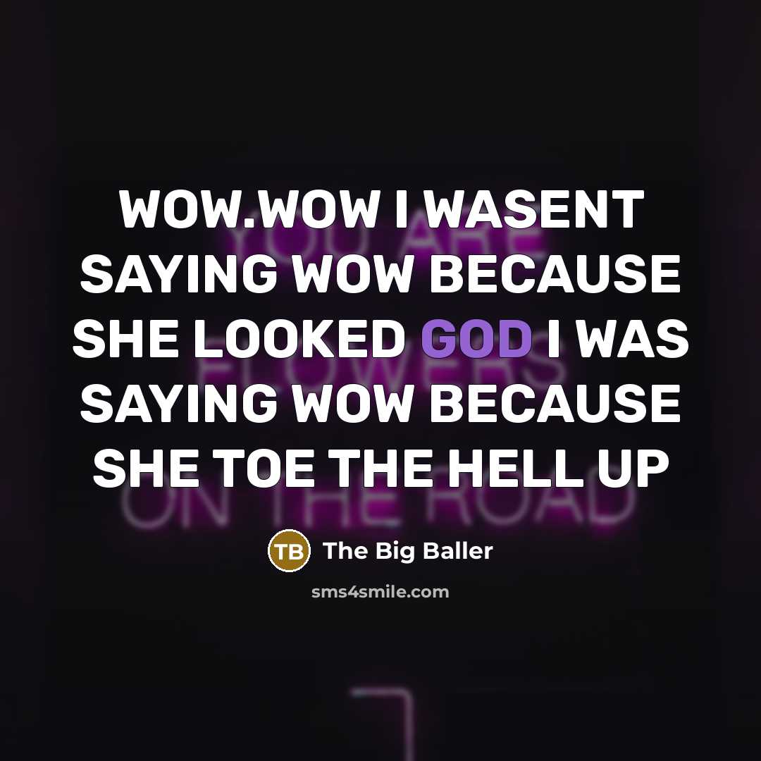 “WOW.WOW I WASENT SAYING WOW BECAUSE SHE LOOKED GOD I WAS SAYING WOW BECAUSE SHE TOE THE HELL UP” quote by The Big Baller