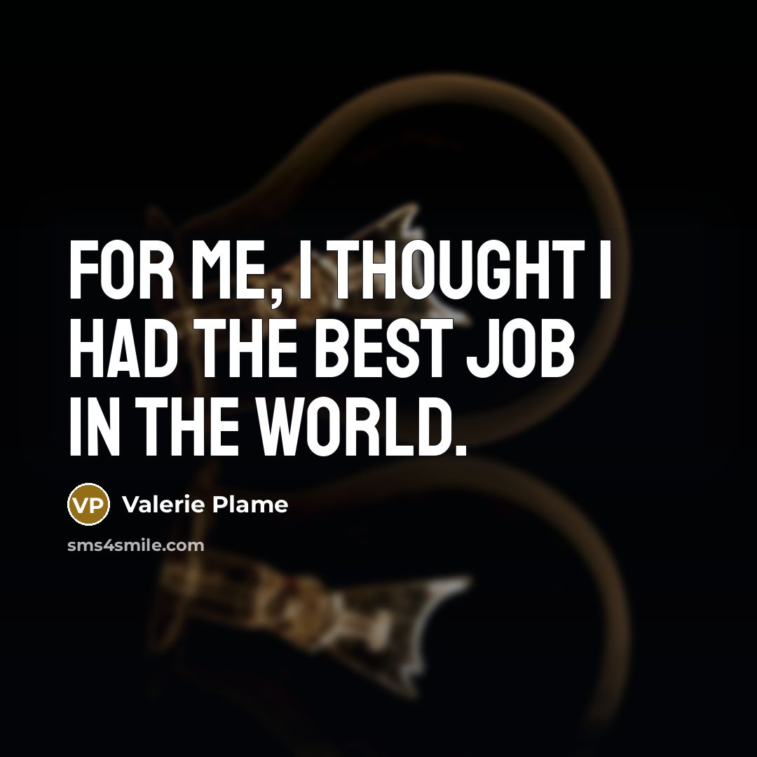 “For me, I thought I had the best job in…” quote by Valerie Plame