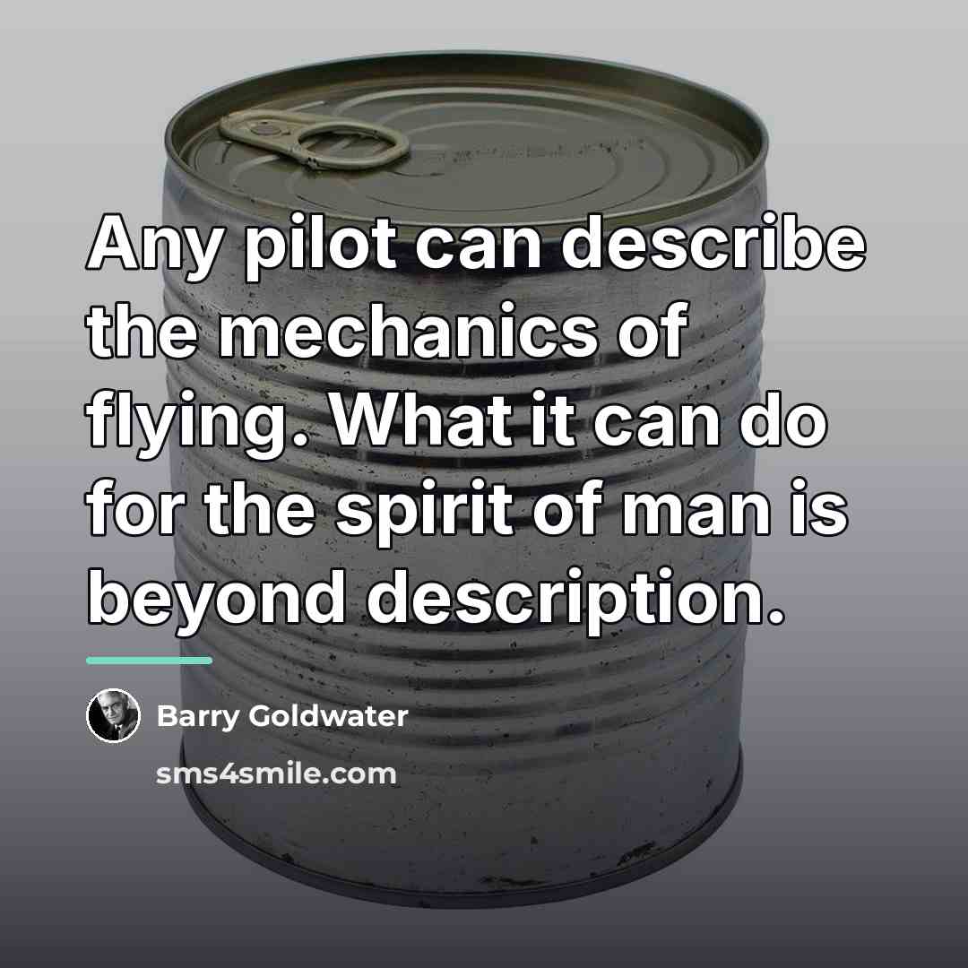 “Any pilot can describe the mechanics of flying. What it…” quote by Barry Goldwater
