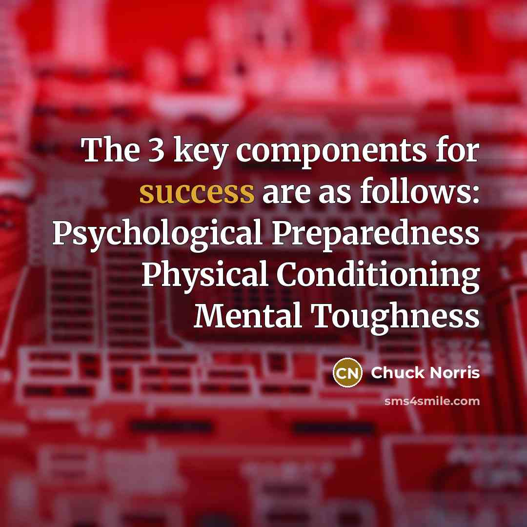 “The 3 key components for success are as follows: Psychological…” quote by Chuck Norris