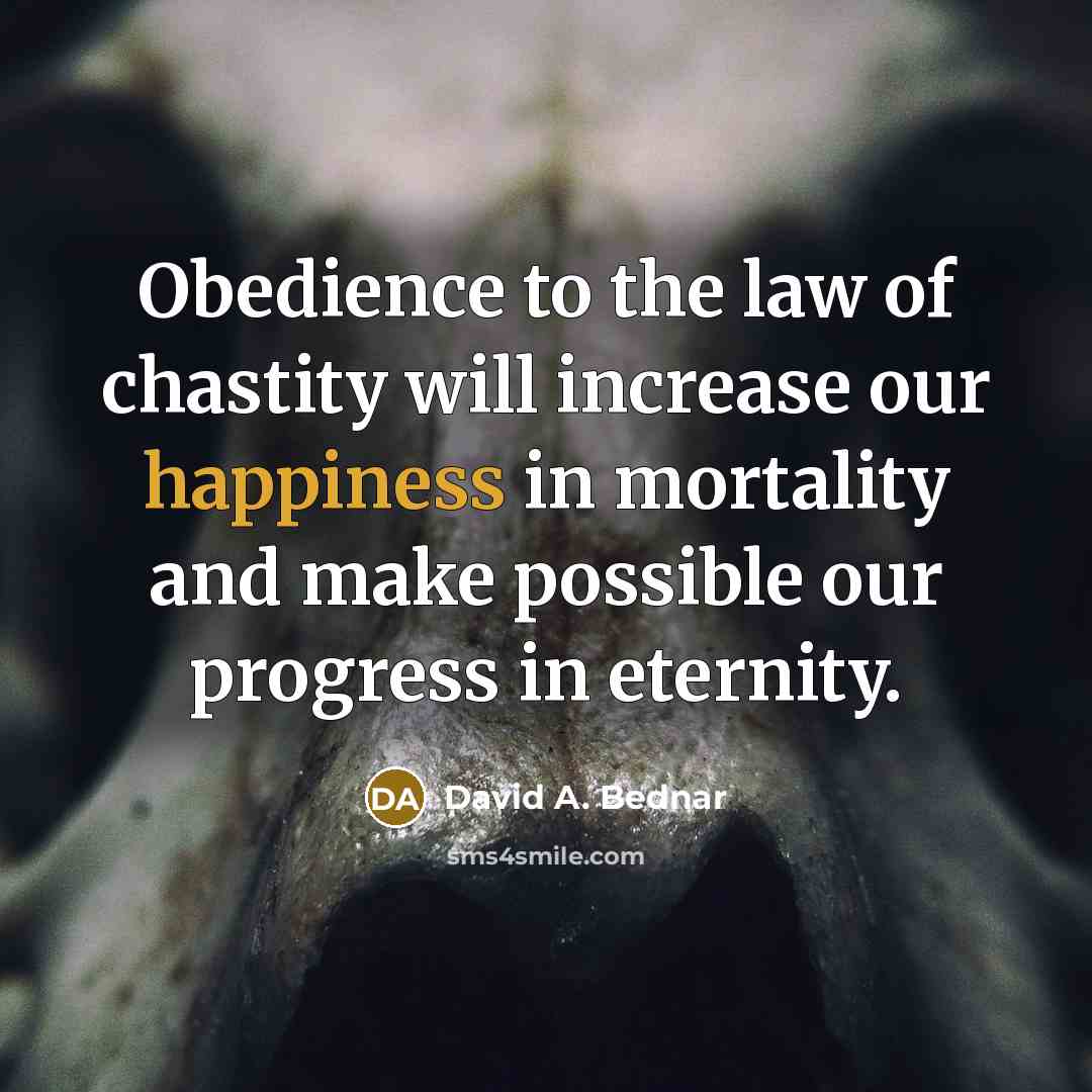 “Obedience to the law of chastity will increase our happiness…” quote by David A. Bednar