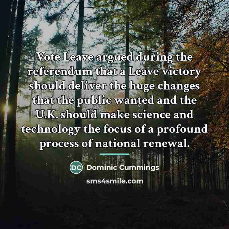 “Vote Leave argued during the referendum that a Leave victory…” quote by Dominic Cummings