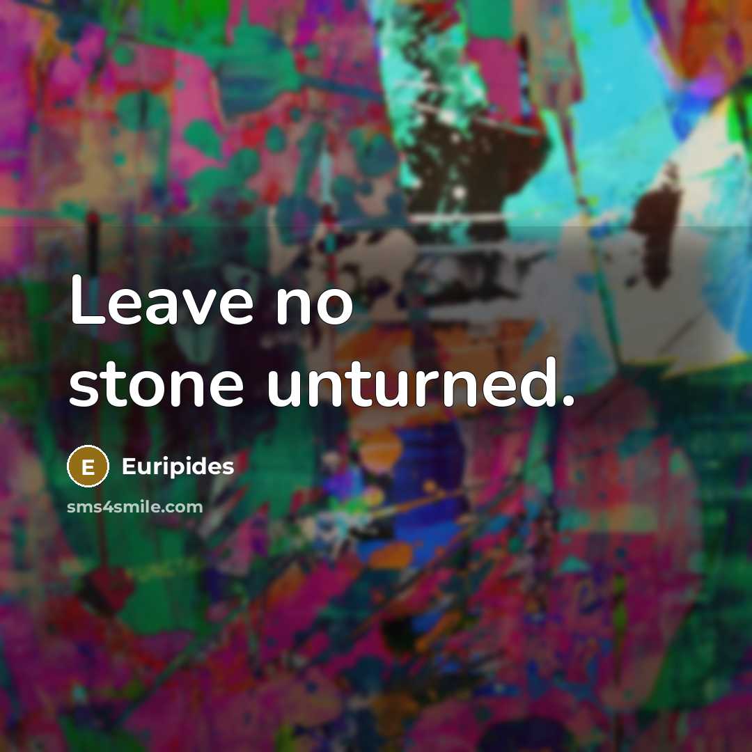 “Leave no stone unturned.” quote by Euripides