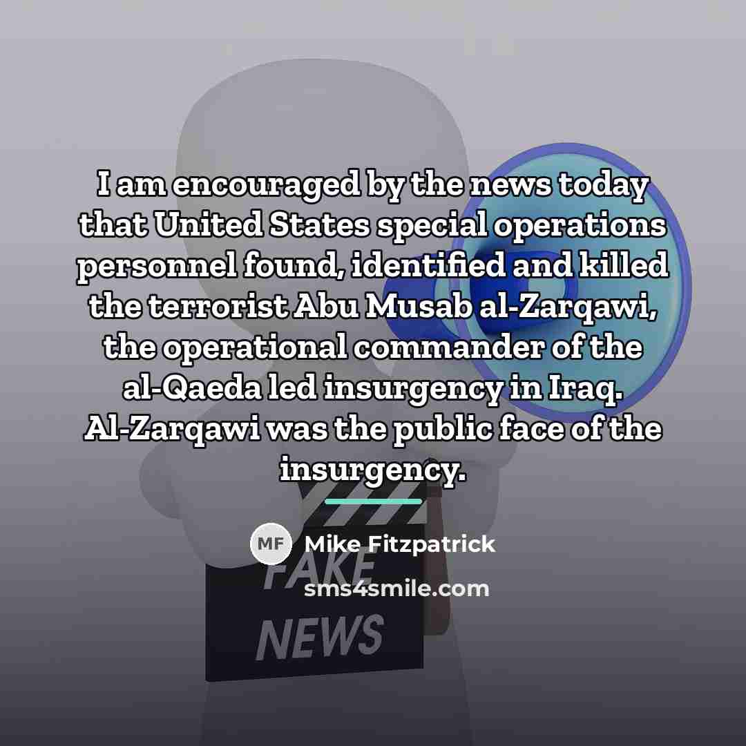 “I am encouraged by the news today that United States…” quote by Mike Fitzpatrick