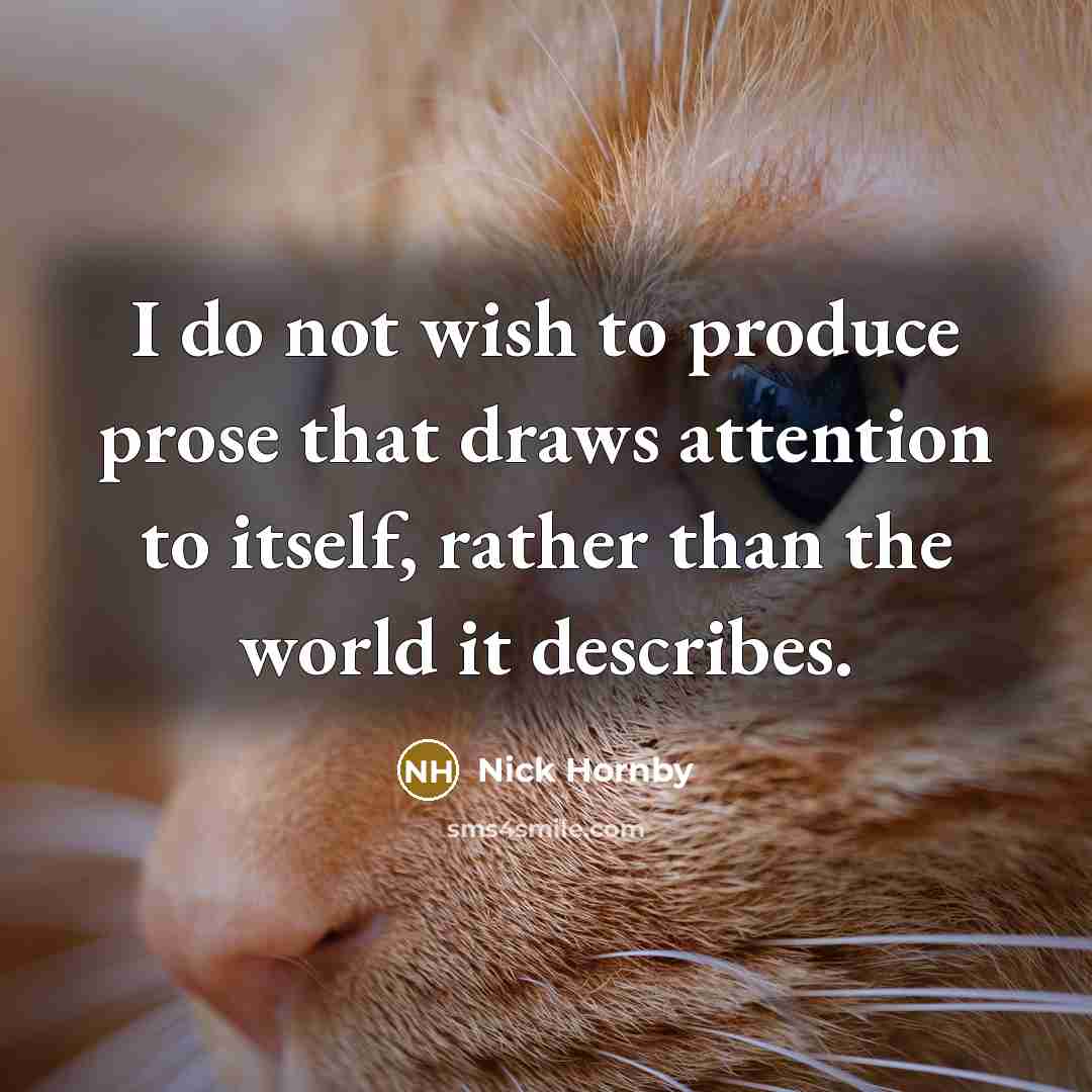 “I do not wish to produce prose that draws attention…” quote by Nick Hornby