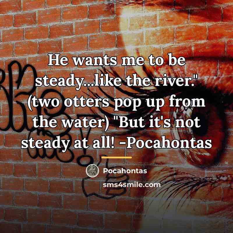 “He wants me to be steady...like the river." (two otters…” quote by Pocahontas