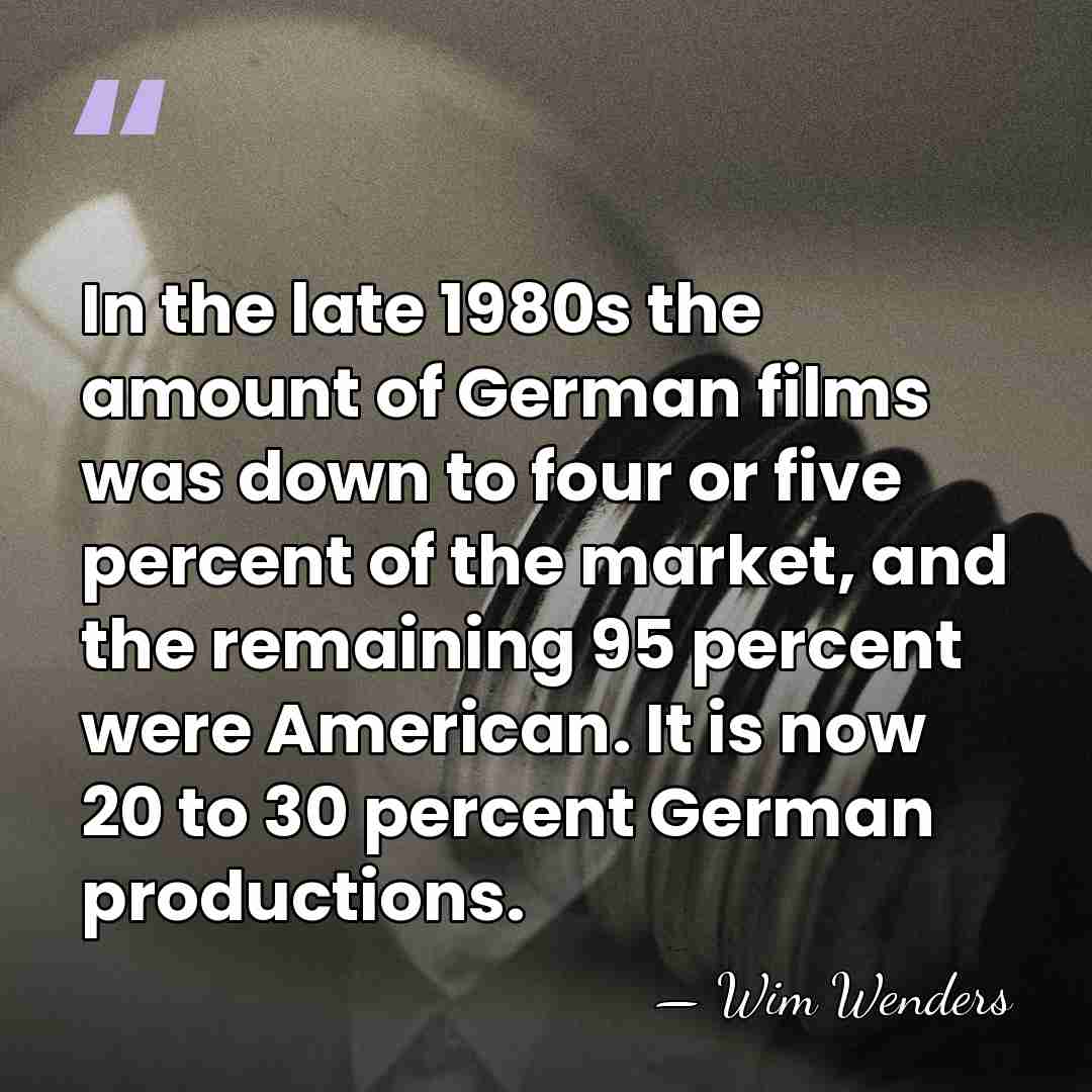 In the late 1980s the amount of German films was down to&hellip; - Wim Wenders