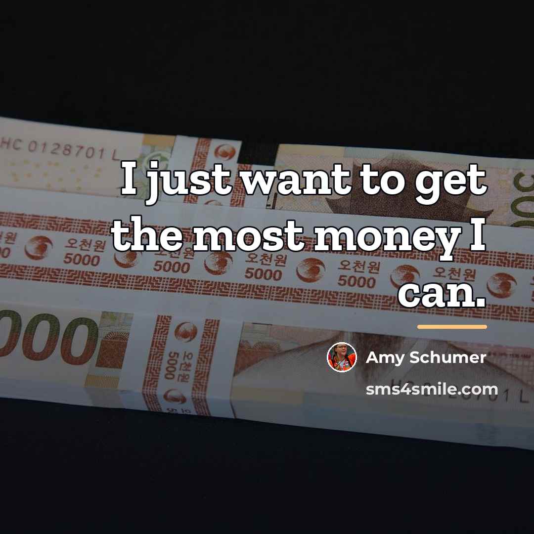 “I just want to get the most money I can.…” quote by Amy Schumer