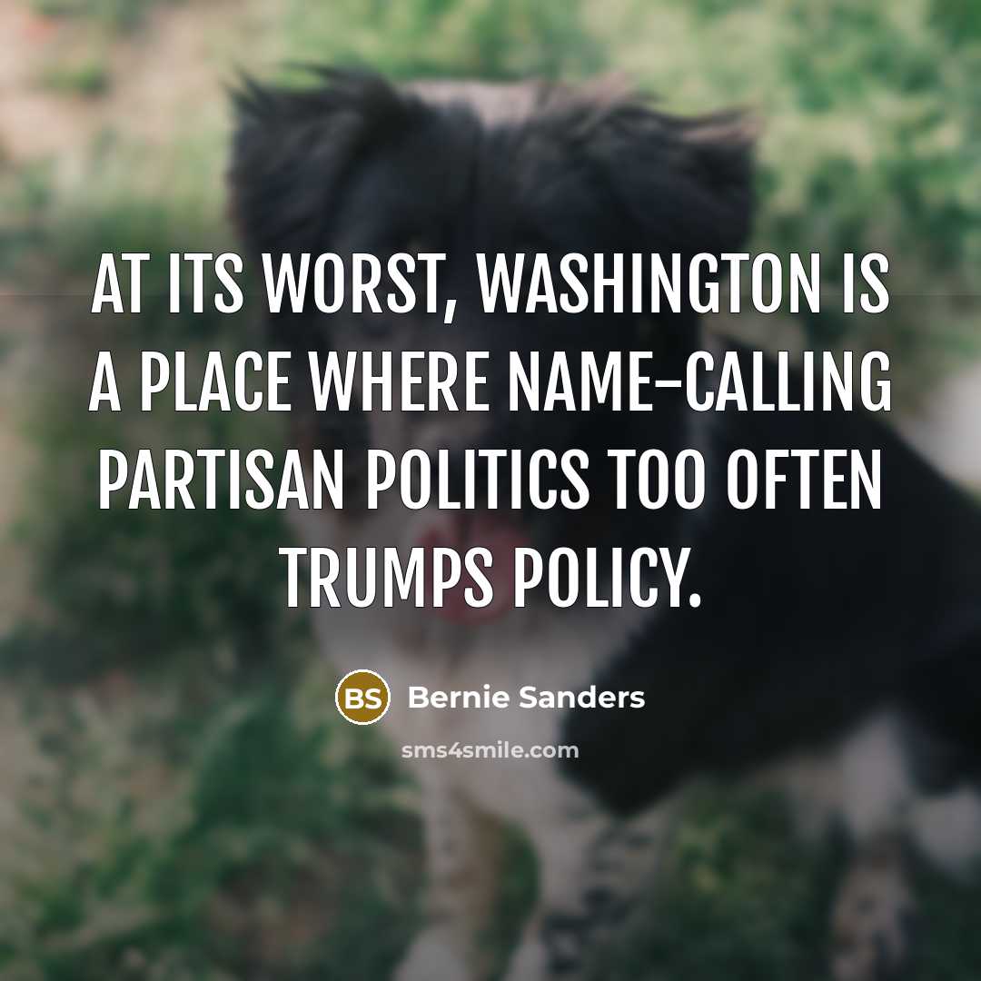 “At its worst, Washington is a place where name-calling partisan…” quote by Bernie Sanders