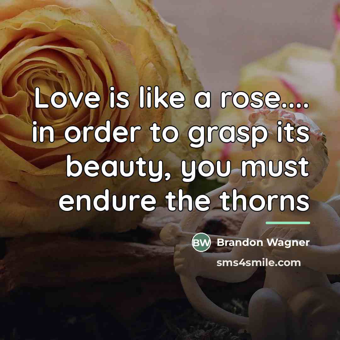 “Love is like a rose.... in order to grasp its…” quote by Brandon Wagner