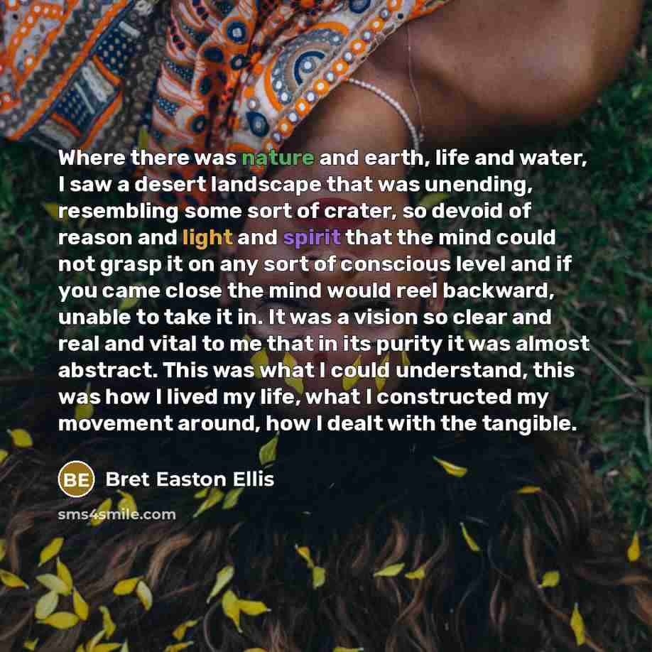 “Where there was nature and earth, life and water, I…” quote by Bret Easton Ellis
