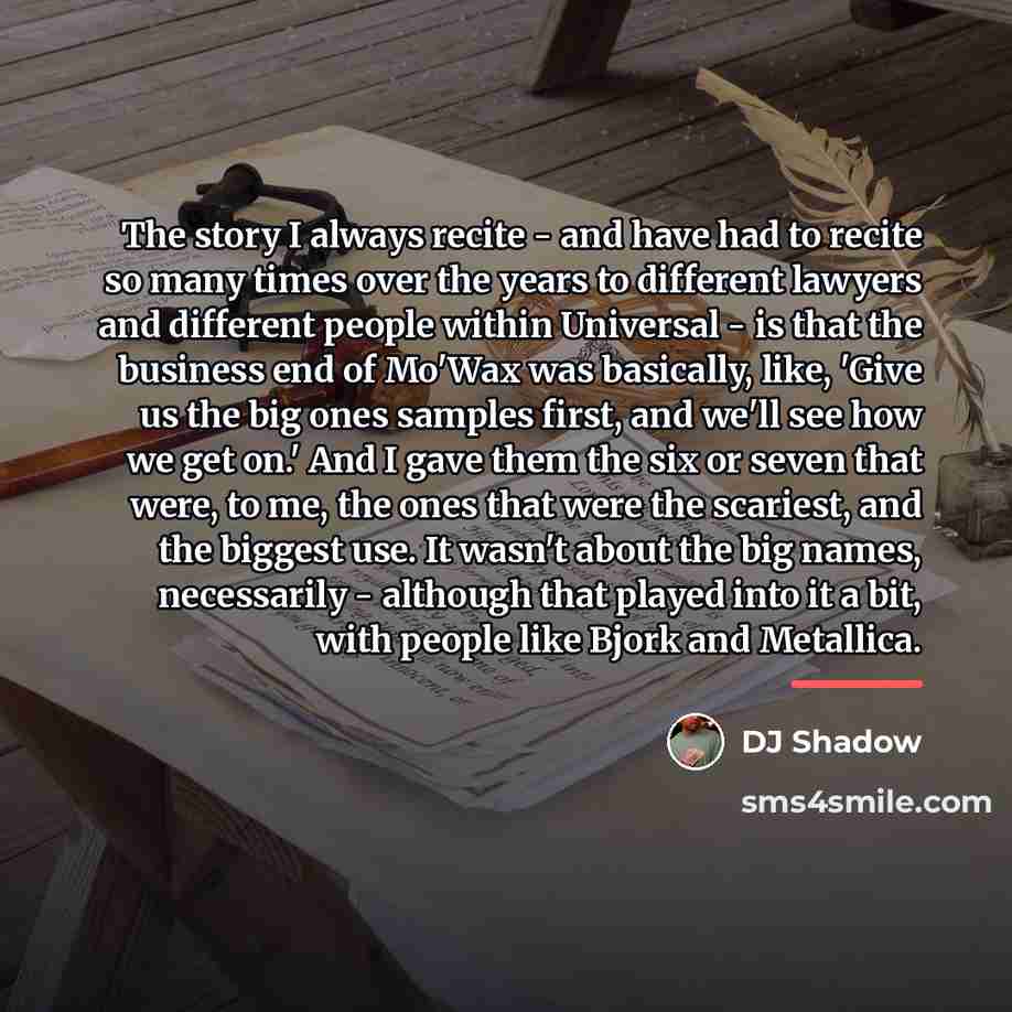 “The story I always recite - and have had to…” quote by DJ Shadow