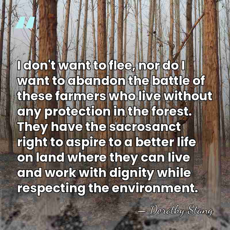 I don't want to flee, nor do I want to abandon the&hellip; - Dorothy Stang